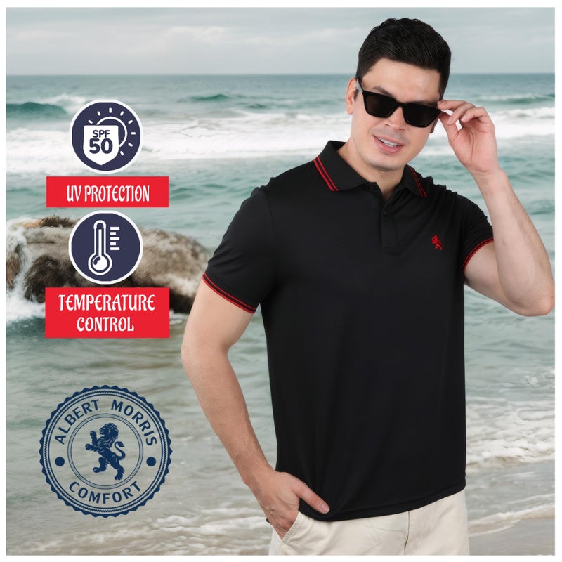 Albert Morris Mens Striped Short Sleeve Polo Shirts 4 Pack - Regular Fit - Multicolor - American Classic Stripe - XX-Large - Image 5